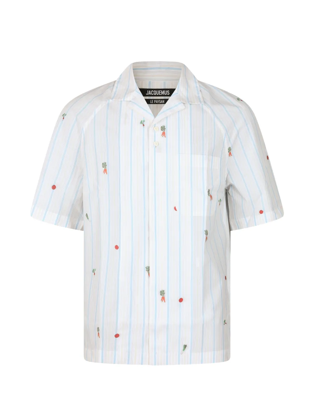 Jacquemus embroidered striped-pattern shirt - Bianco