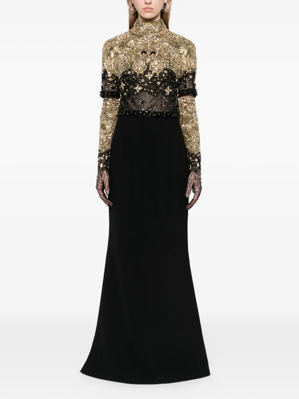 Dina Melwani crystal-embellished maxi gown - Nero