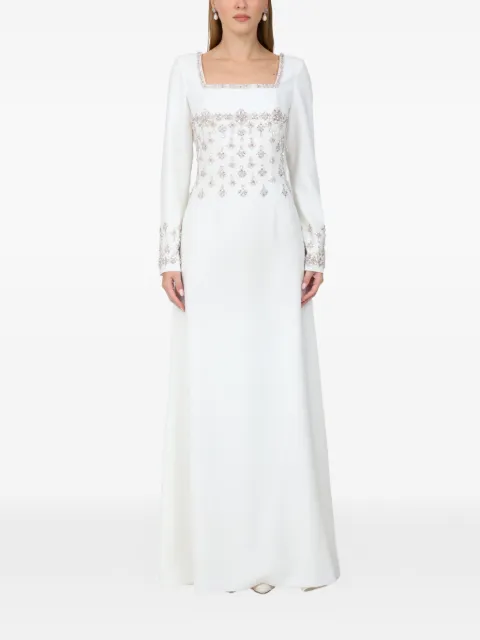 Dina Melwani vestido largo con detalles de cristal