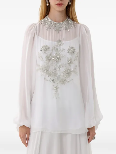 Dina Melwani floral crystal-embellished maxi dress
