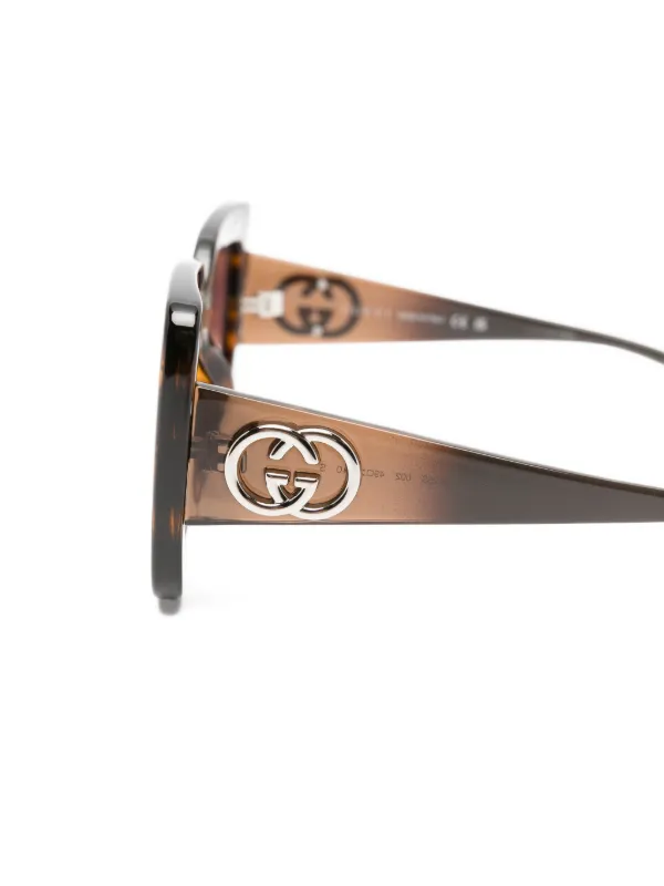 Gucci Eyewear スクエアフレーム サングラス | ブラウン | FARFETCH JP