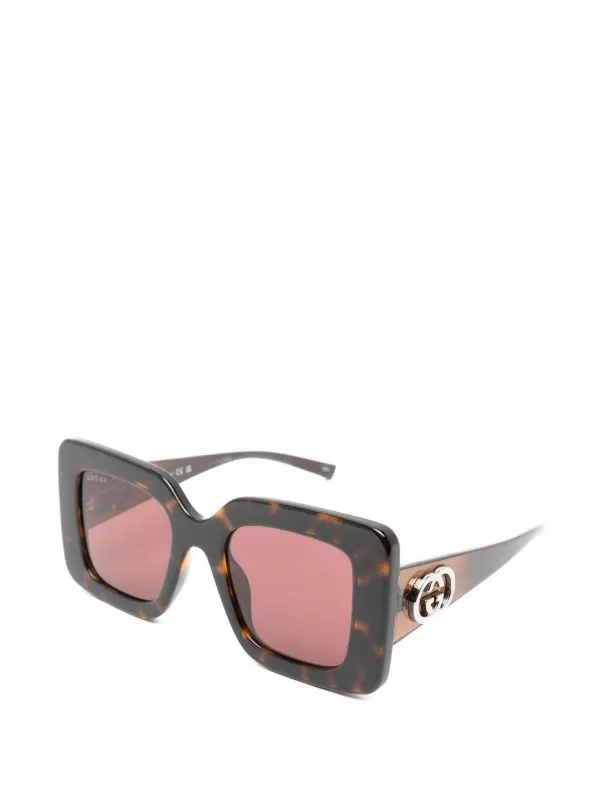 Gucci Eyewear スクエアフレーム サングラス | ブラウン | FARFETCH JP