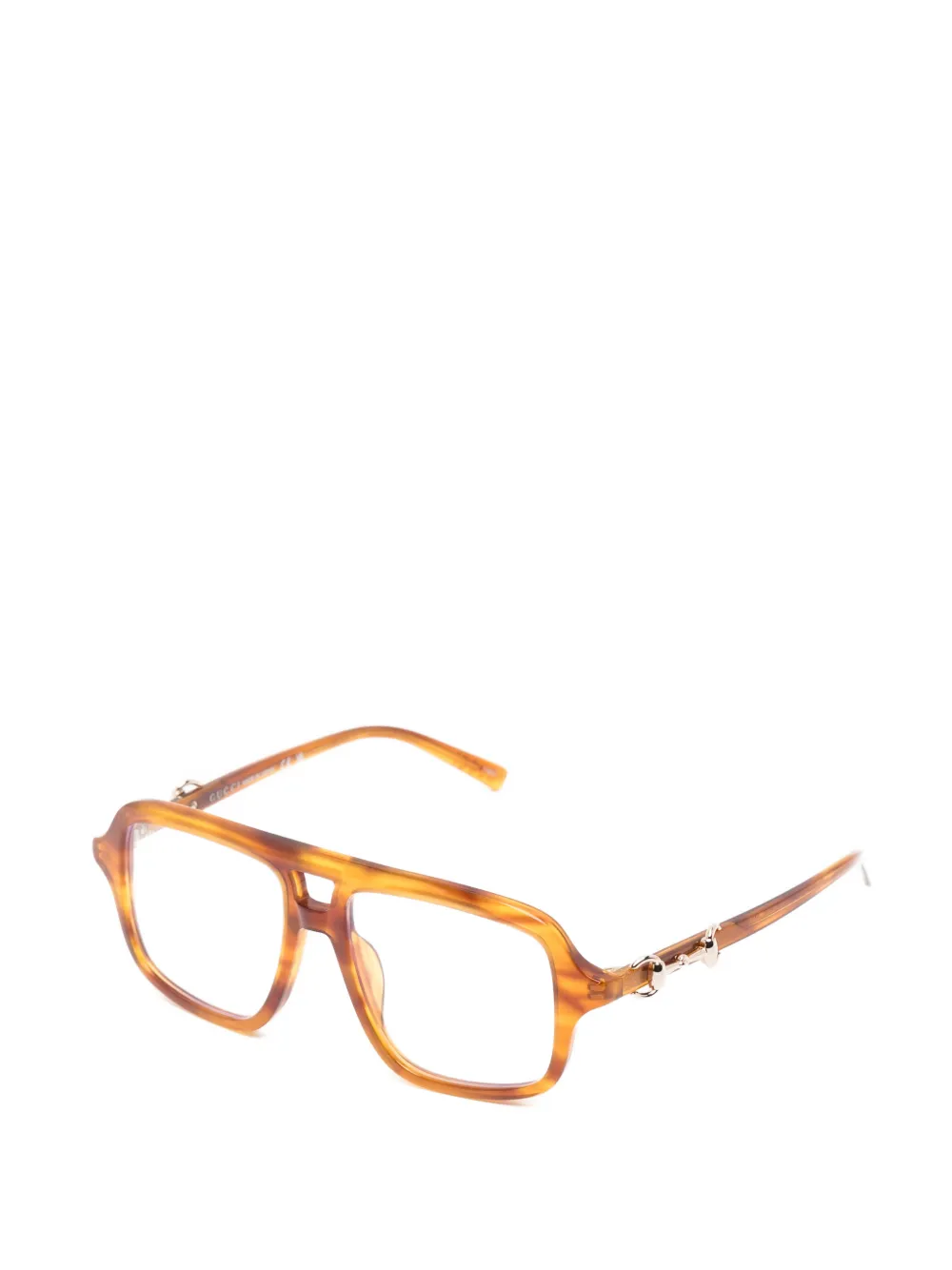 Gucci Eyewear Horsebit zonnebril met vierkant montuur Bruin