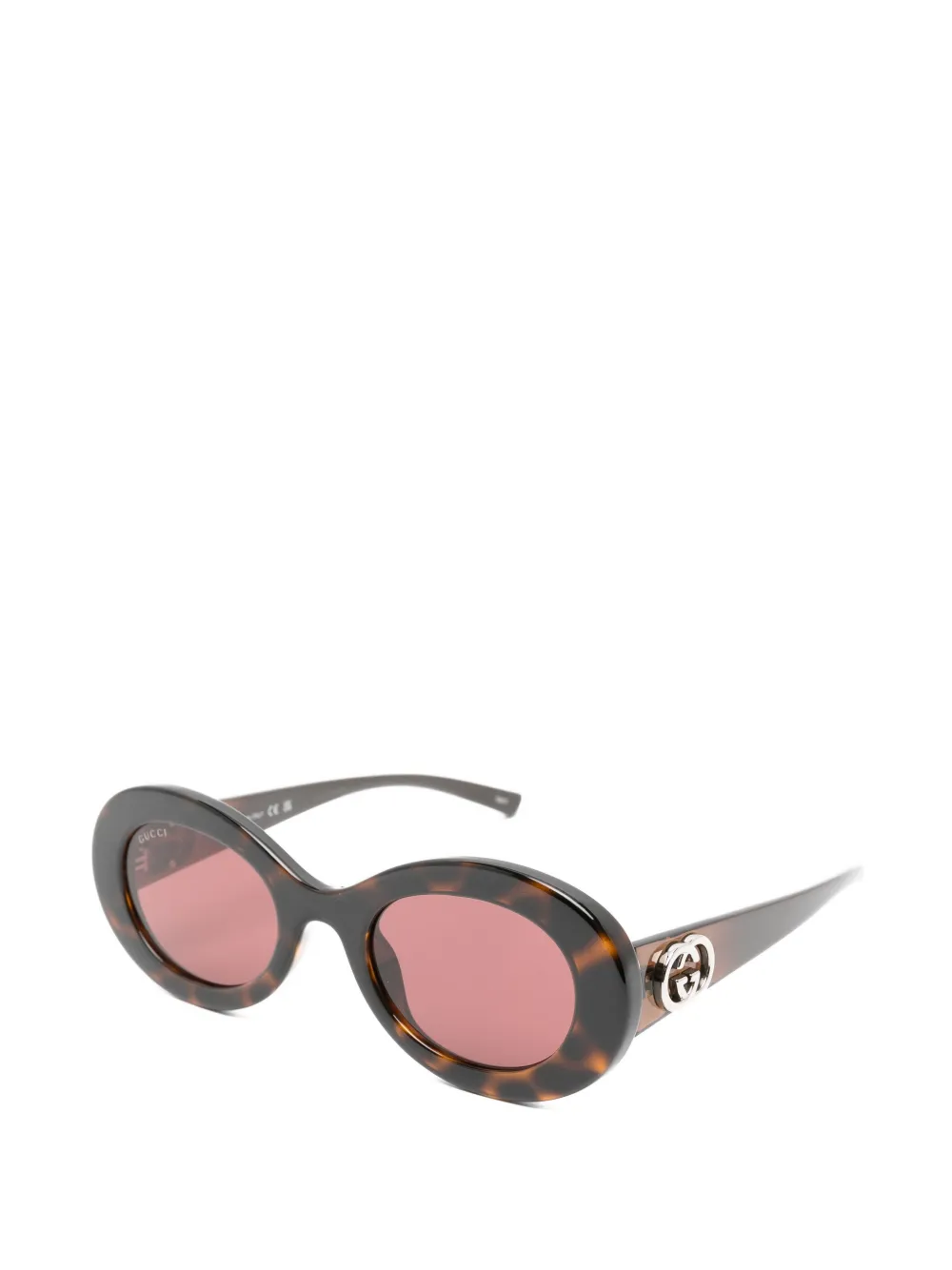 Gucci Eyewear Zonnebril met schildpadschild design en GG-logo Bruin