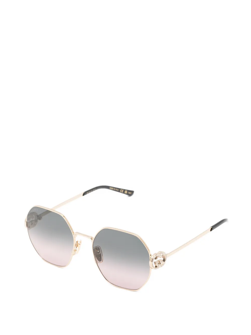 Gucci Eyewear Zonnebril met geometrisch montuur en GG-logo verfraaid met kristallen Goud