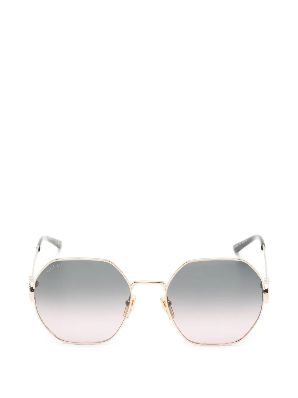 Gucci Eyewear Interlocking G crystal-embellished geometric-frame sunglasses - Oro