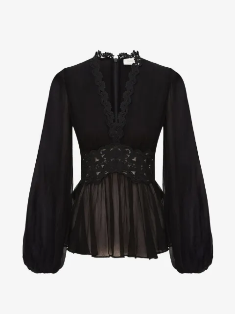 ZIMMERMANN Luna lace-trim peplum blouse