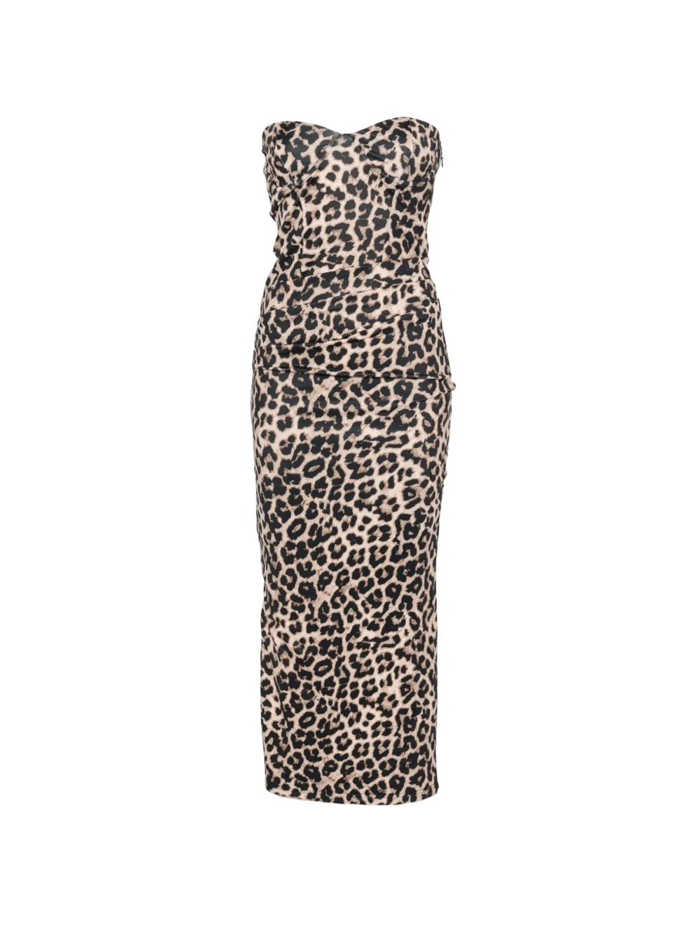 TWENTY FOURHAITCH leopard-print strapless midi dress - Toni neutri