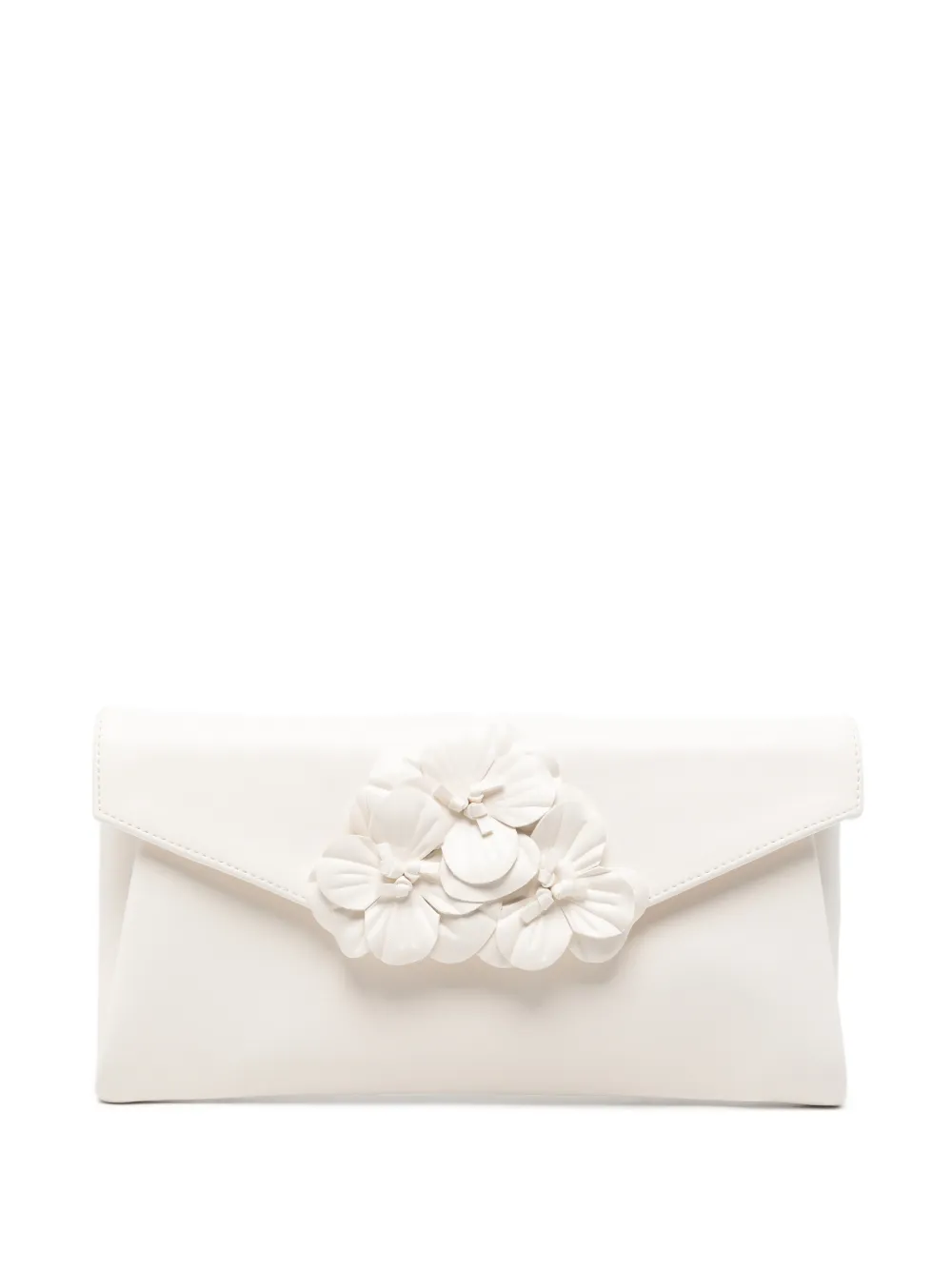 TWENTY FOURHAITCH floral-appliqué envelope shoulder bag - Bianco