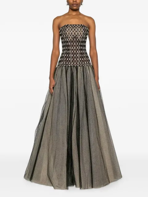 Dina Melwani sequin-embellished tulle maxi dress