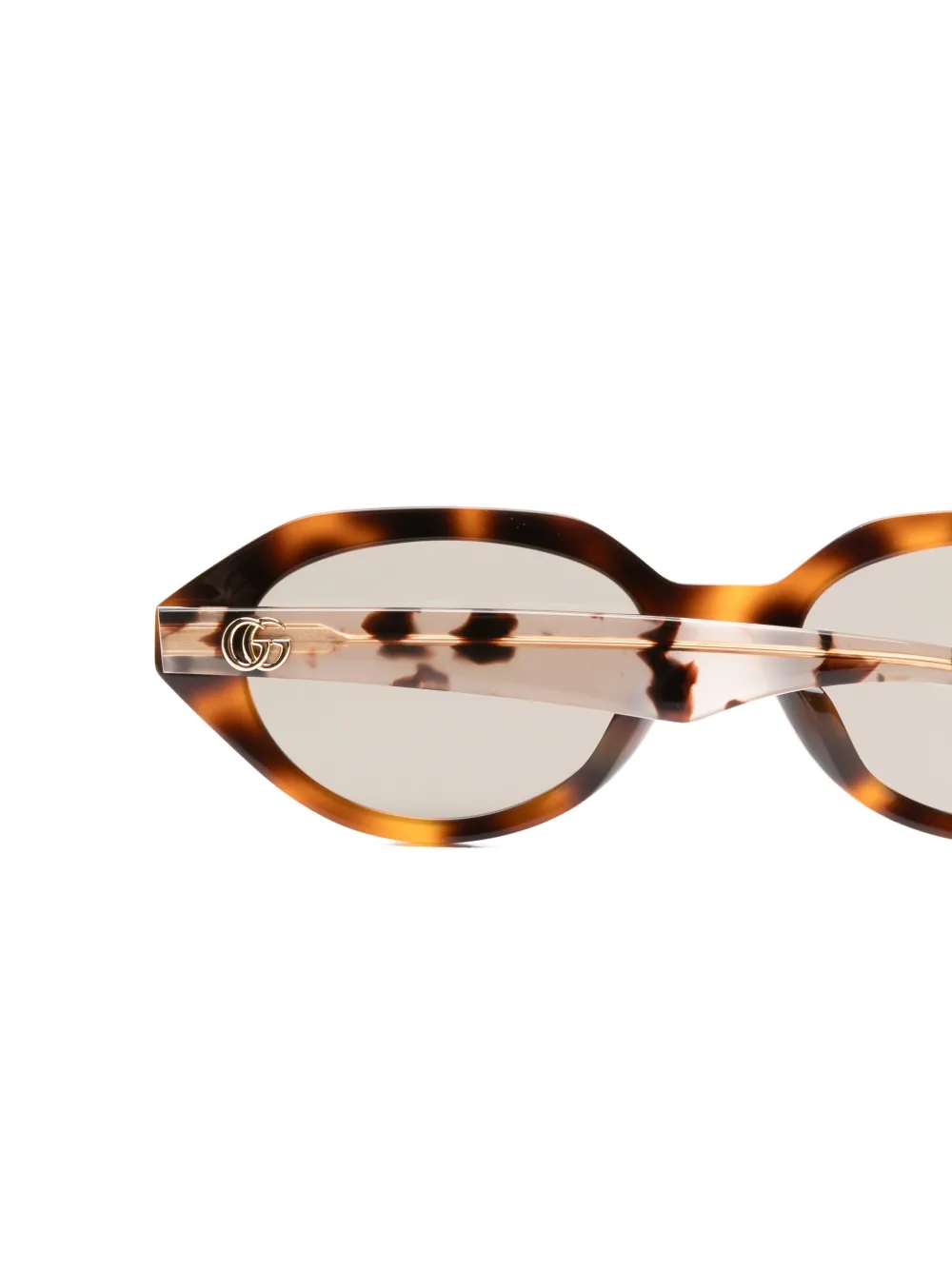 Gucci Eyewear Zonnebril met geometrisch montuur met schildpadschild design Bruin