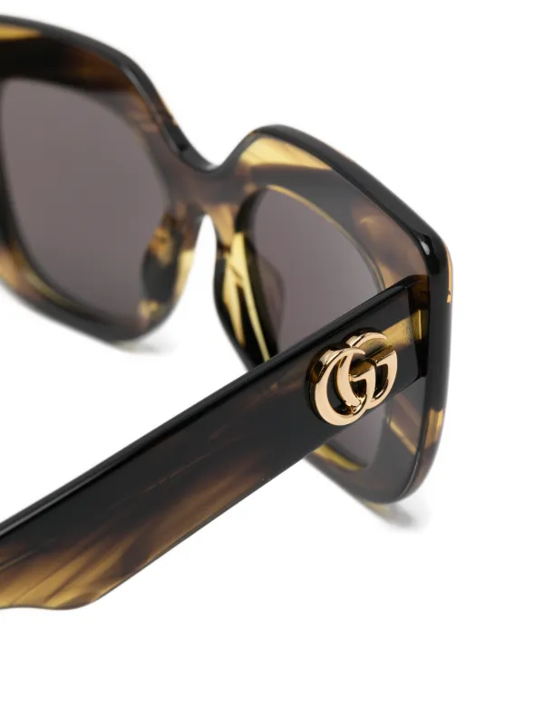 Gucci サングラス ブラウン Gucci Eyewear ロゴディテール サングラス | ブラウン | FARFETCH JP