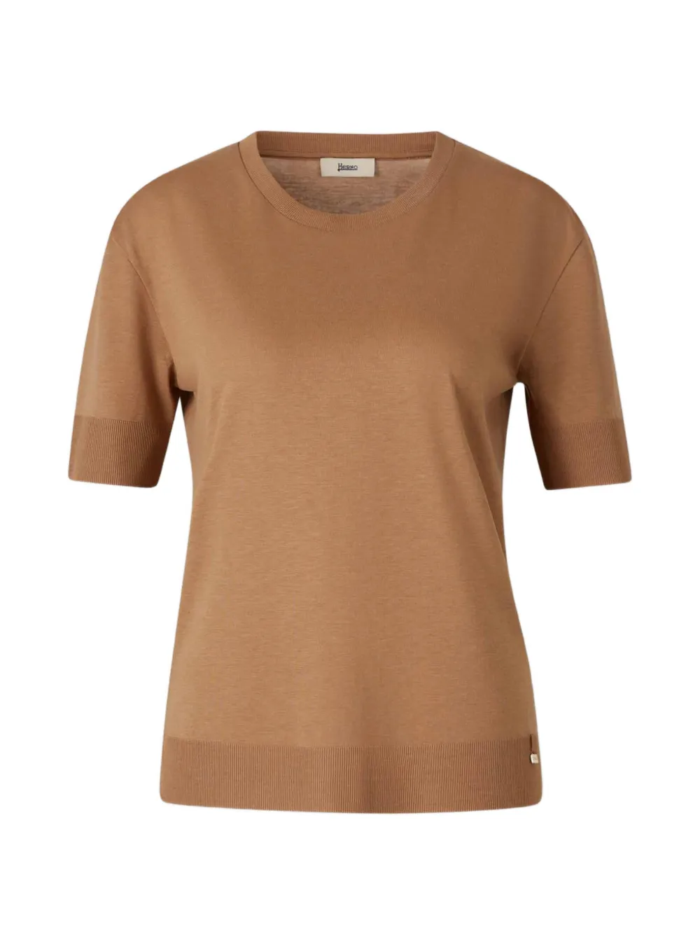 Herno ribbed-trim short-sleeved T-shirt - Marrone