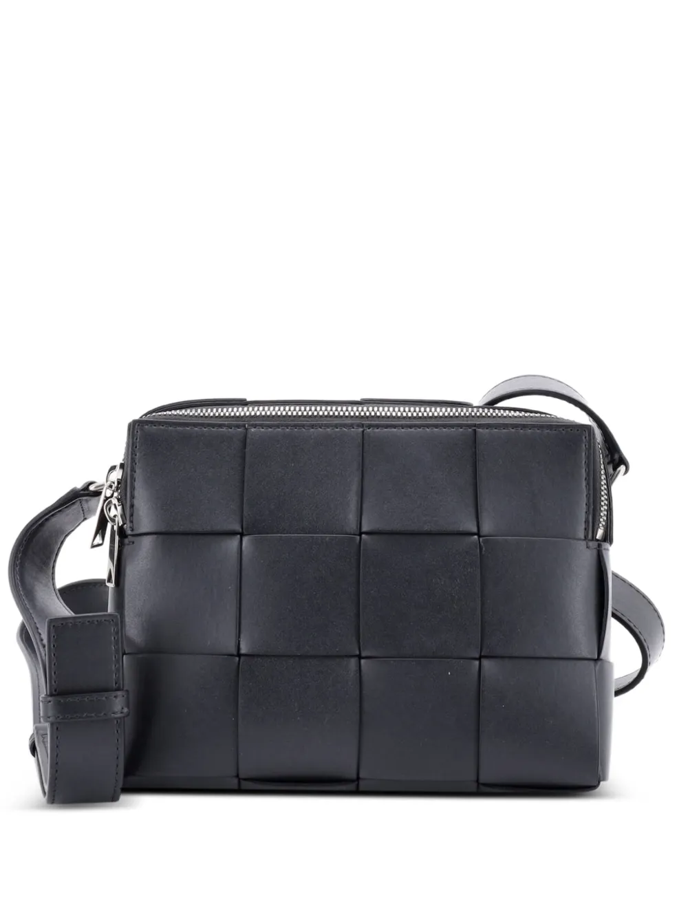 Bottega Veneta Pre-Owned Cassette Zip Camera Maxi Intrecciato Leather crossbody bag - Grigio