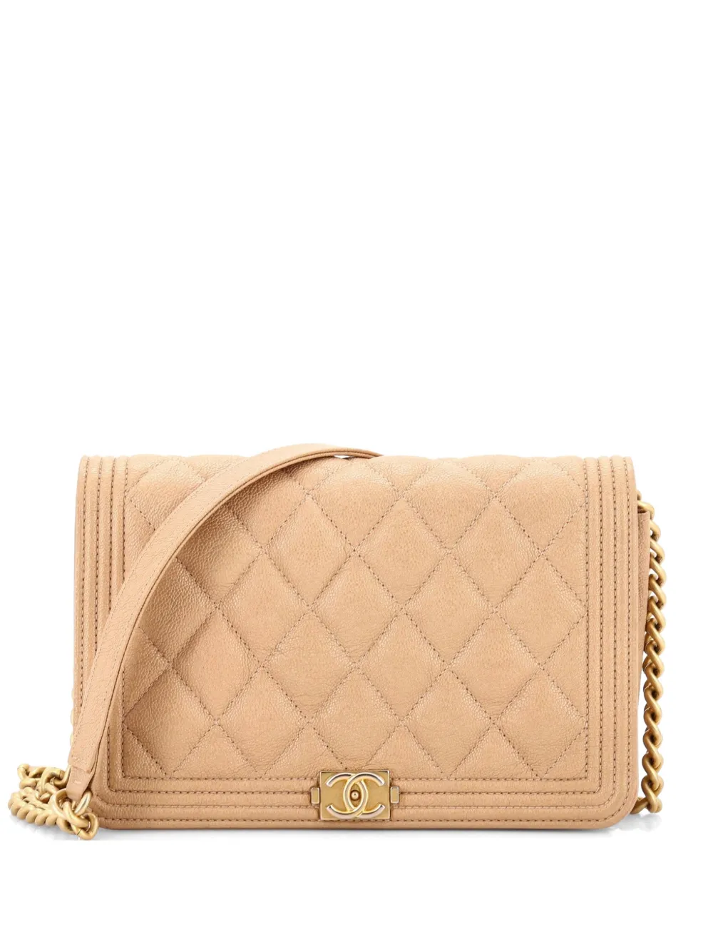 CHANEL Pre-Owned Boy Wallet on Chain Quilted Caviar crossbody bag - Toni neutri