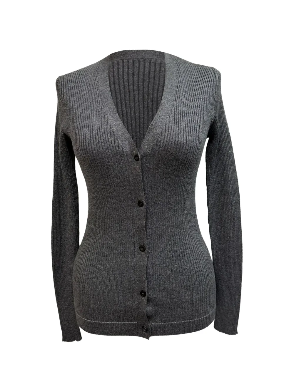 Prada Pre-Owned ribbed-knit cardigan - Grau