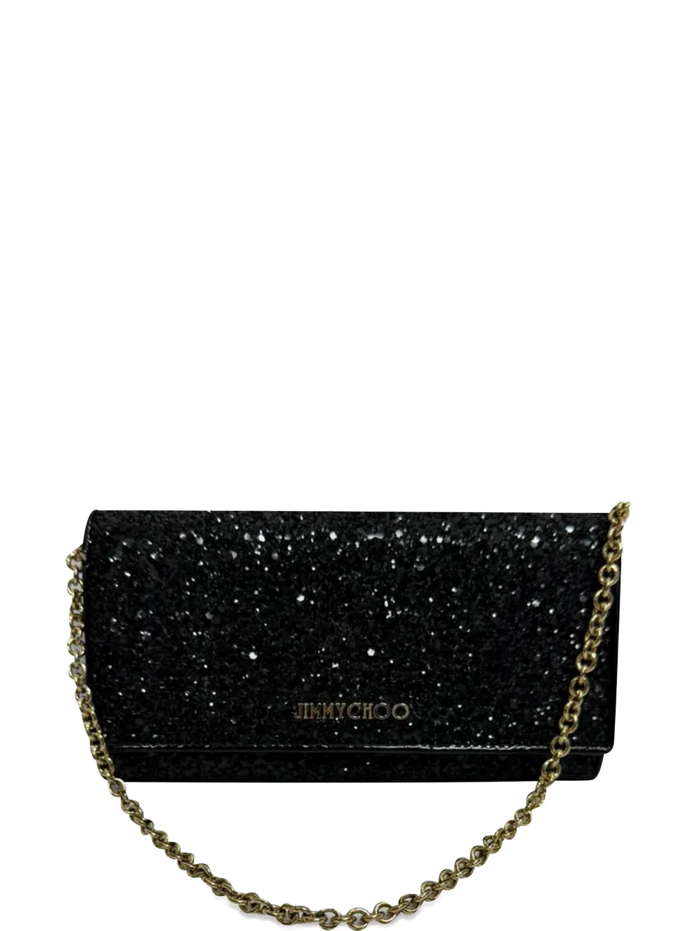 Jimmy Choo Pre-Owned Glitter flap clutch bag - Nero