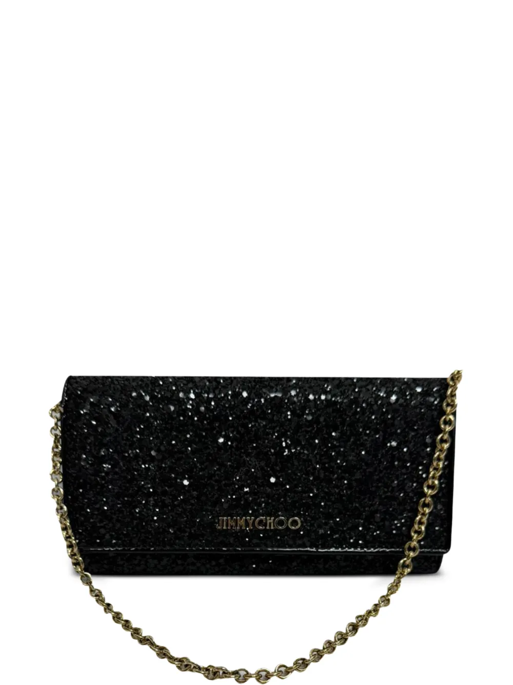 Jimmy Choo Pre-Owned Glitter flap clutch bag - Nero
