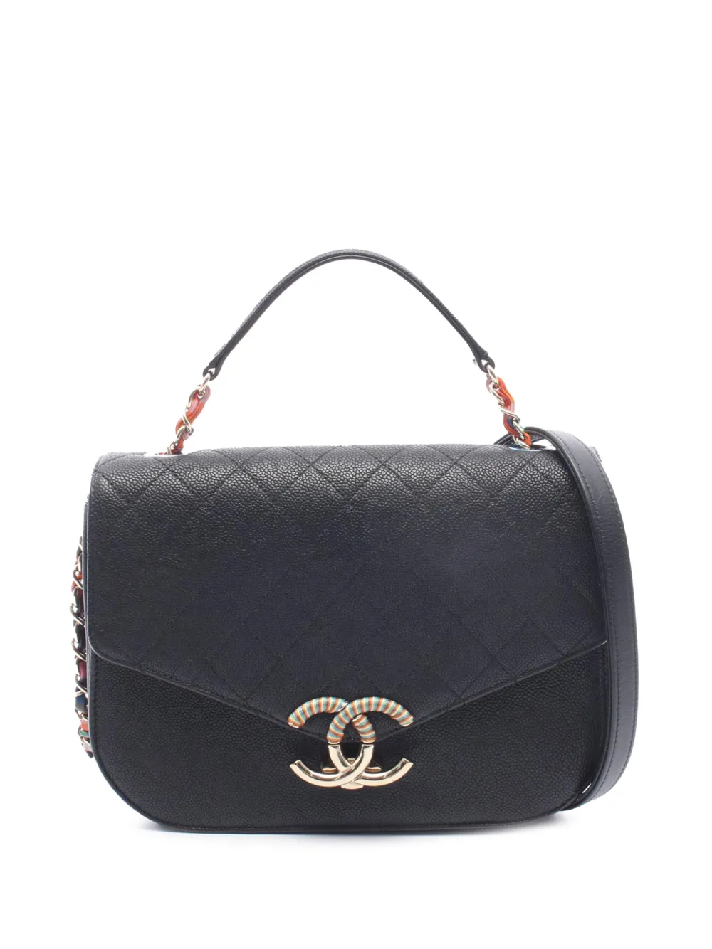 CHANEL Pre-Owned 2016-2017 Paris Cuba Medium Caviar Thread Around Flap satchel - Nero