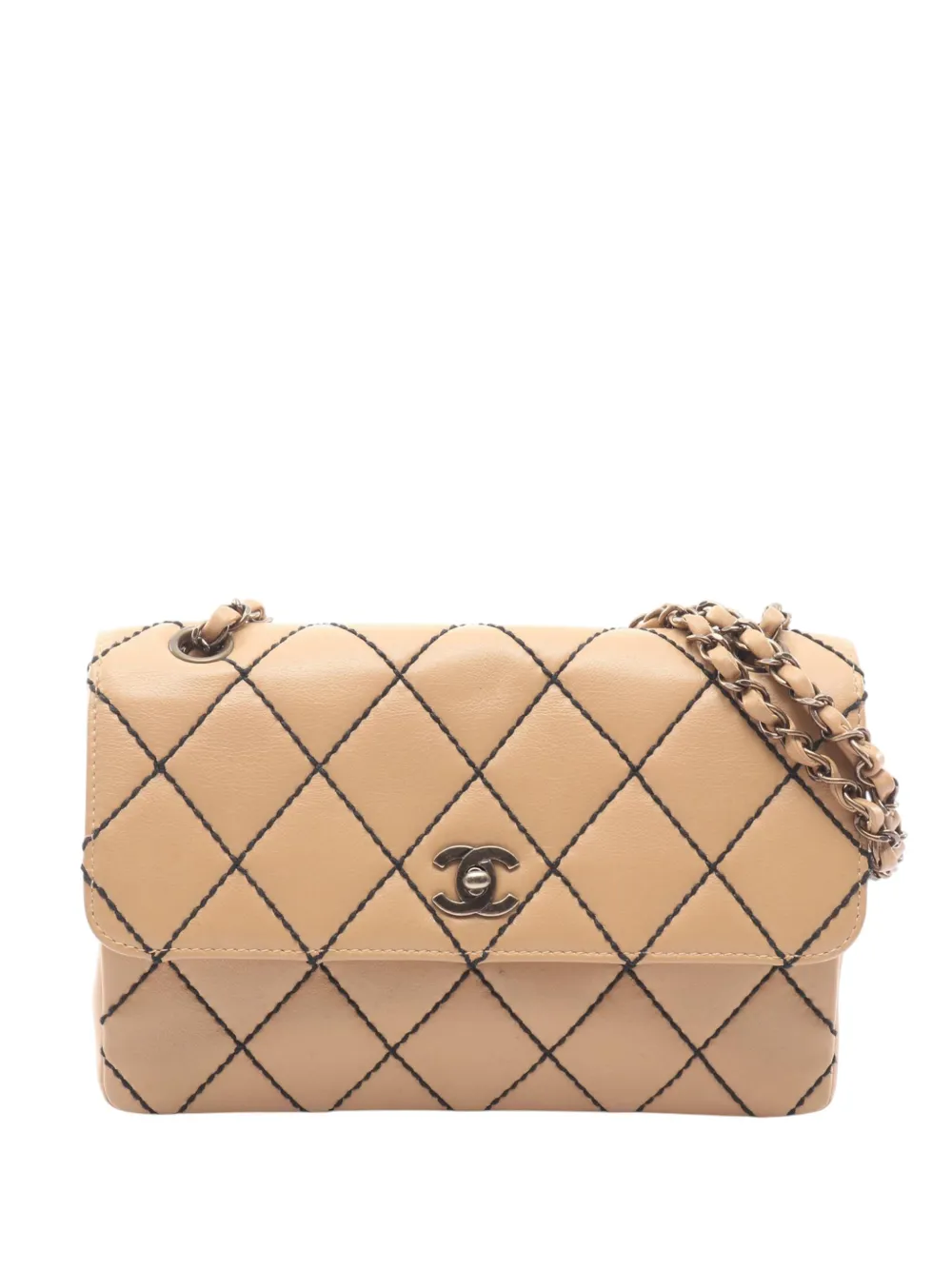 CHANEL Pre-Owned 2000-2002 CC Turnlock Wild Stitch Flap shoulder bag - Toni neutri