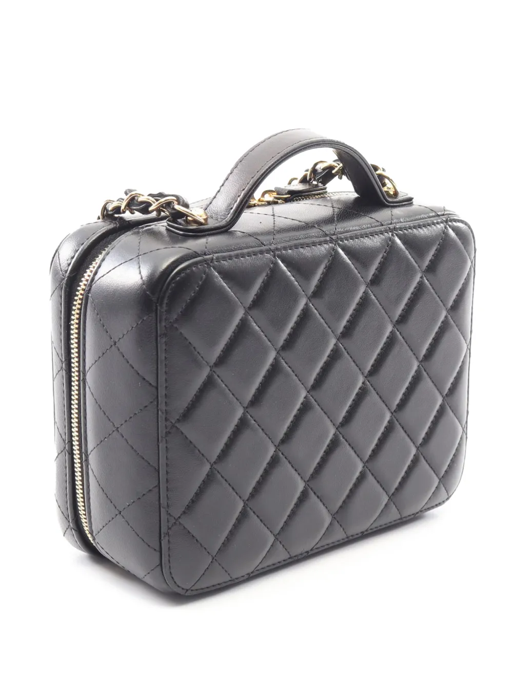  Chanel Pre-owned Bolso Satchel Golden Plate Vanity Case Mediano De Piel De Borrego 2021-2026 - Negro 