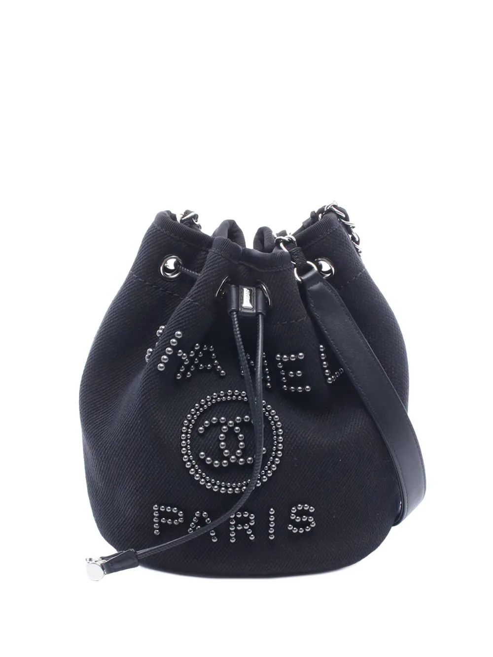 CHANEL Pre-Owned 2019 Canvas Deauville Pearl Drawstring bucket bag - Nero