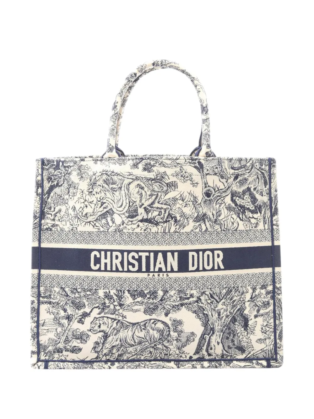 Christian Dior Pre-Owned 2010-2026 Large Canvas Embroidered Dioriviera Toile De Jouy Book tote bag - Blau