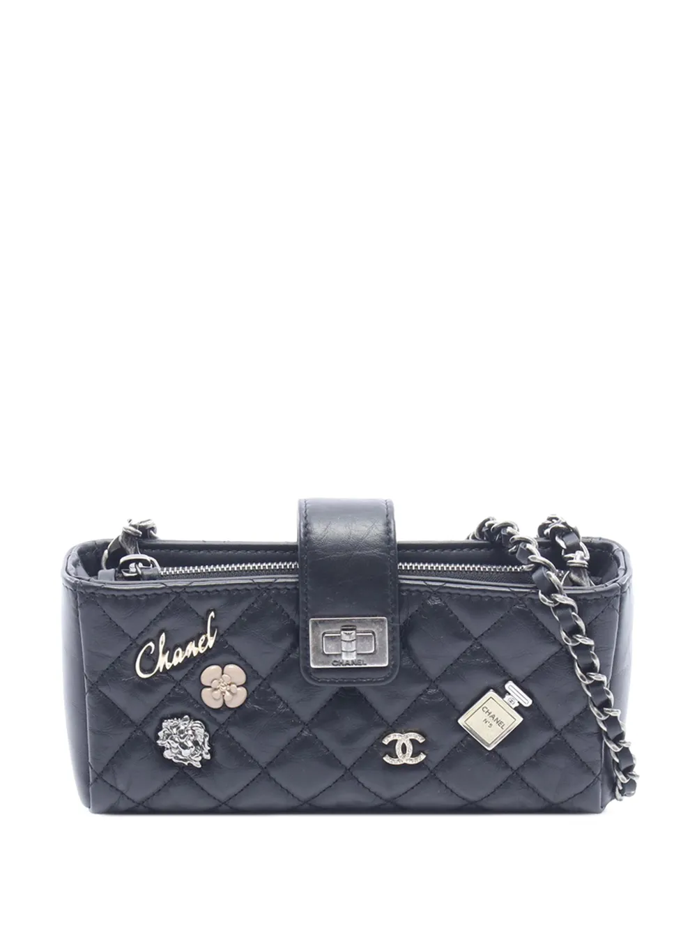 CHANEL Pre-Owned 2016-2017 Lucky Charms Reissue 2.55 Phone Holder crossbody bag - Black