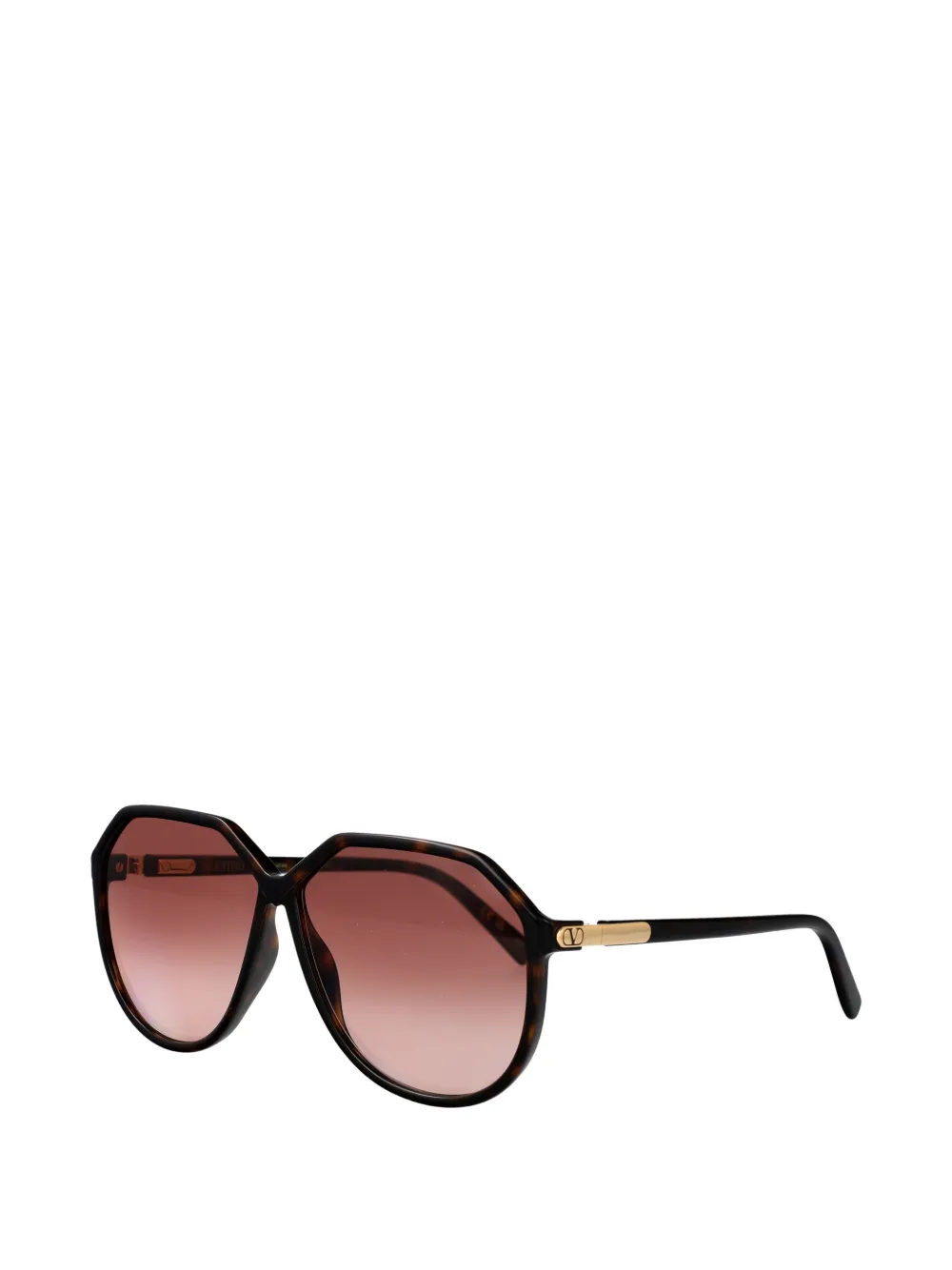VALENTINO GARAVANI EYEWEAR Zonnebril met geometrisch montuur met schildpadschild design Bruin