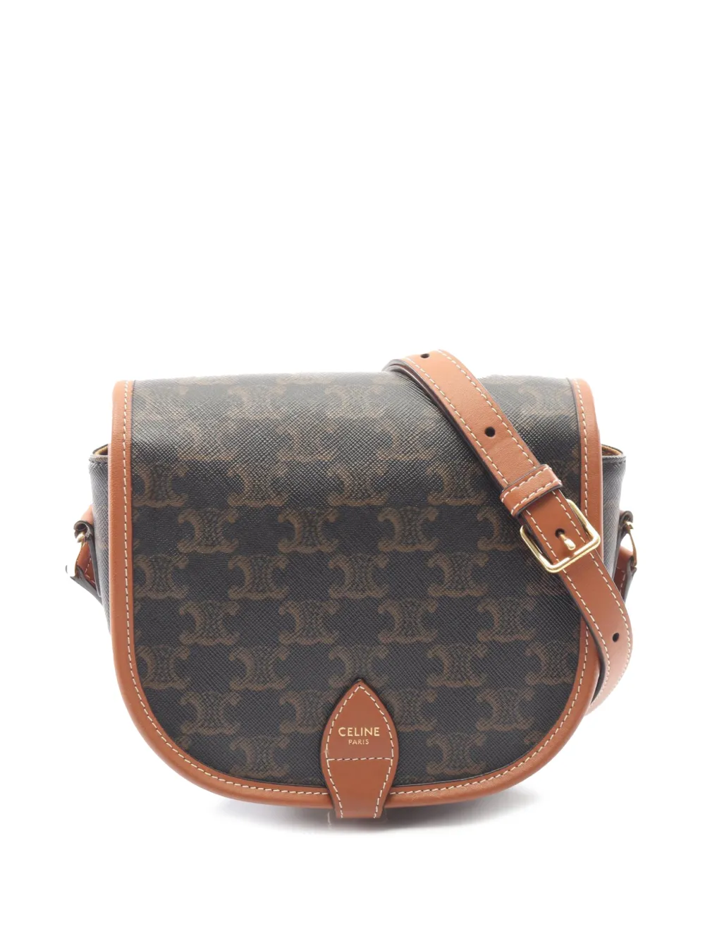 Celine Pre-Owned 2010-2026 Medium Triomphe Coated Canvas Folco crossbody bag - Marrone