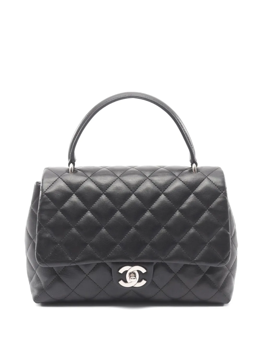 CHANEL Pre-Owned 2005-2006 Quilted Lambskin Top Handle Flap Bag handbag - Black