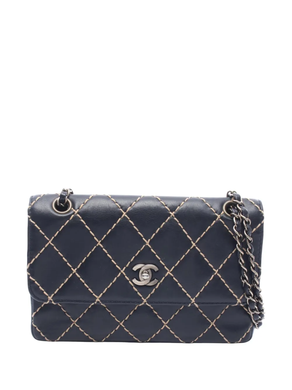CHANEL Pre-Owned 2000-2002 CC Calfskin Wild Stitch Flap shoulder bag - Schwarz