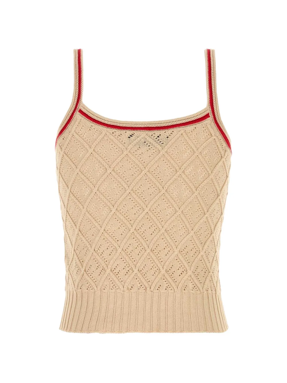 FENDI argyle-motif ribbed-trim Top | Neutrals | FARFETCH