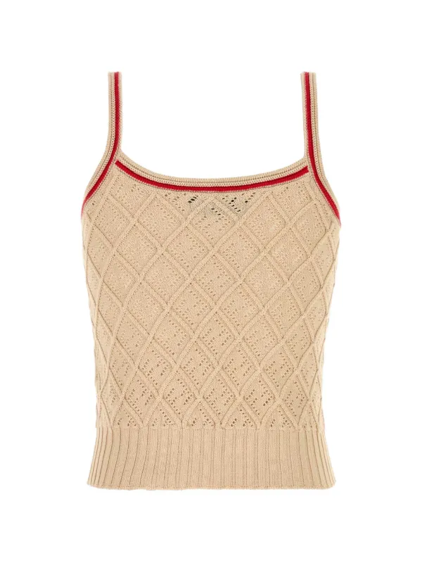 FENDI argyle-motif ribbed-trim Top | Neutrals | FARFETCH