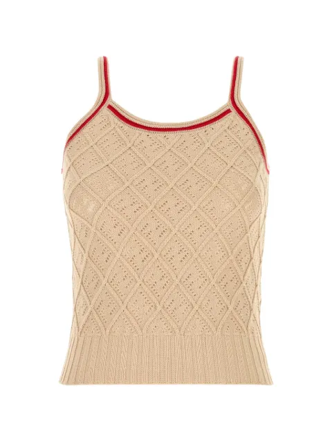FENDI argyle-motif ribbed-trim top
