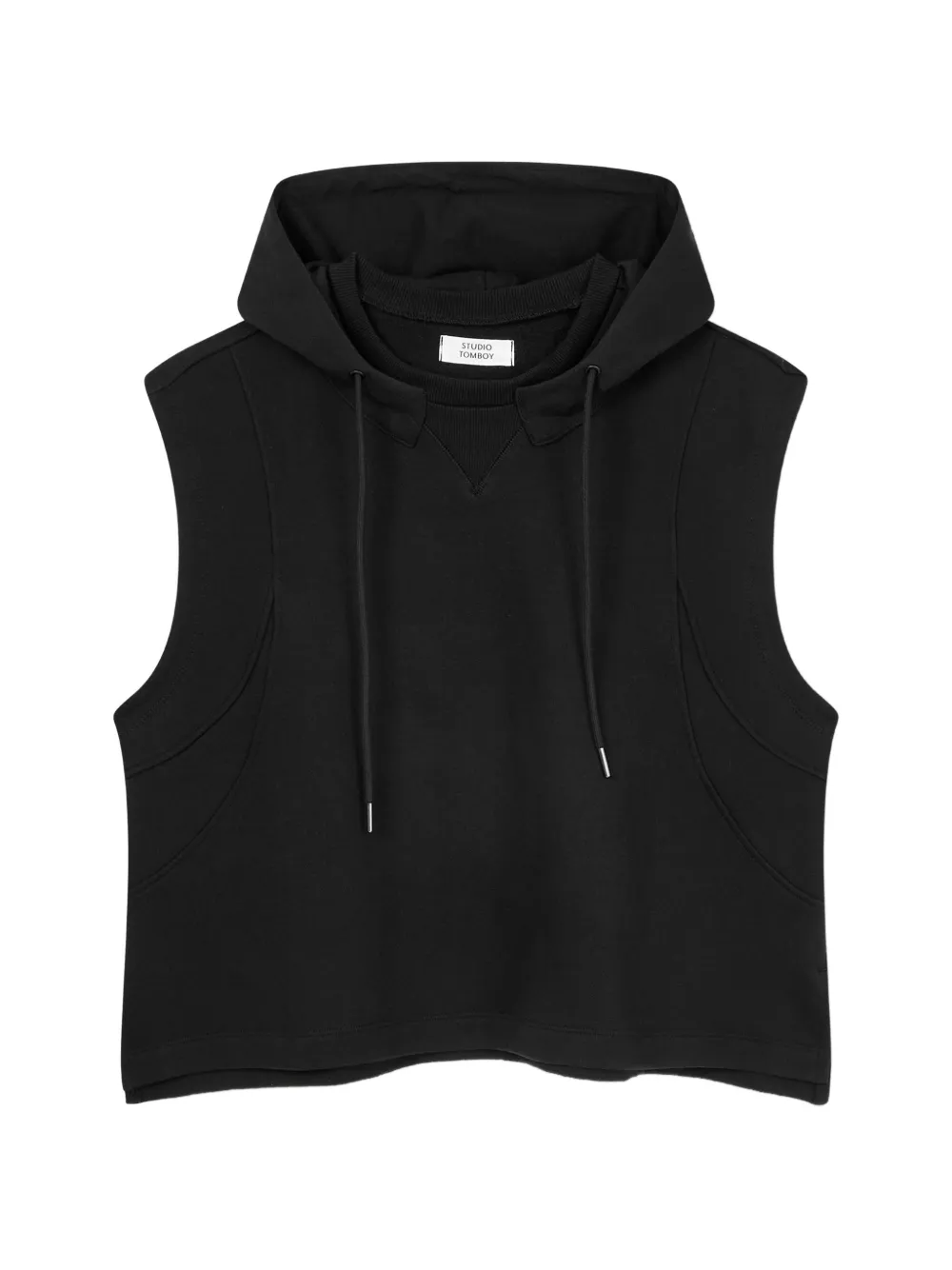 TOMBOY sleeveless drawstring hoodie - Schwarz