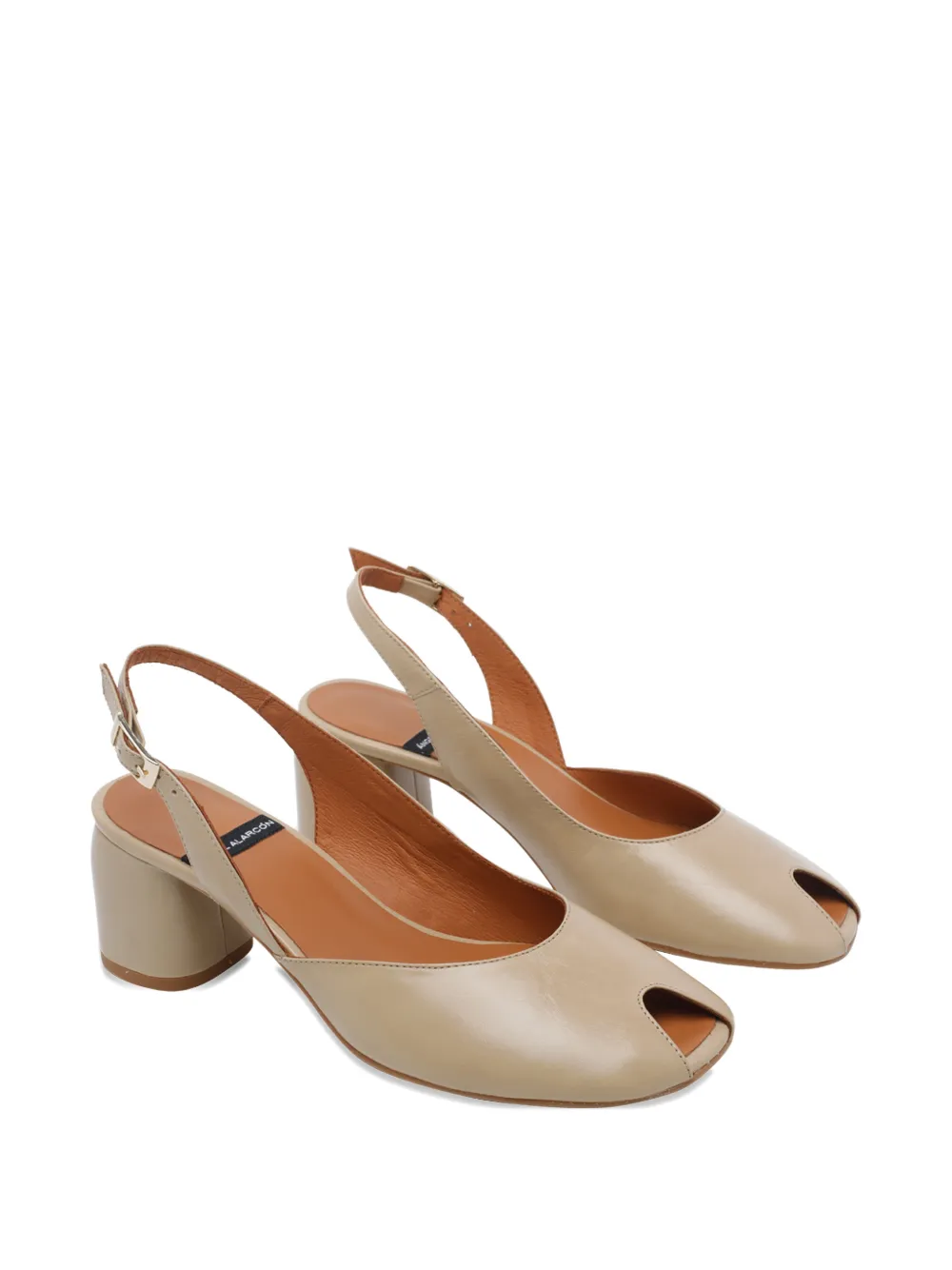 ANGEL ALARCON Slingback pumps met open neus Beige
