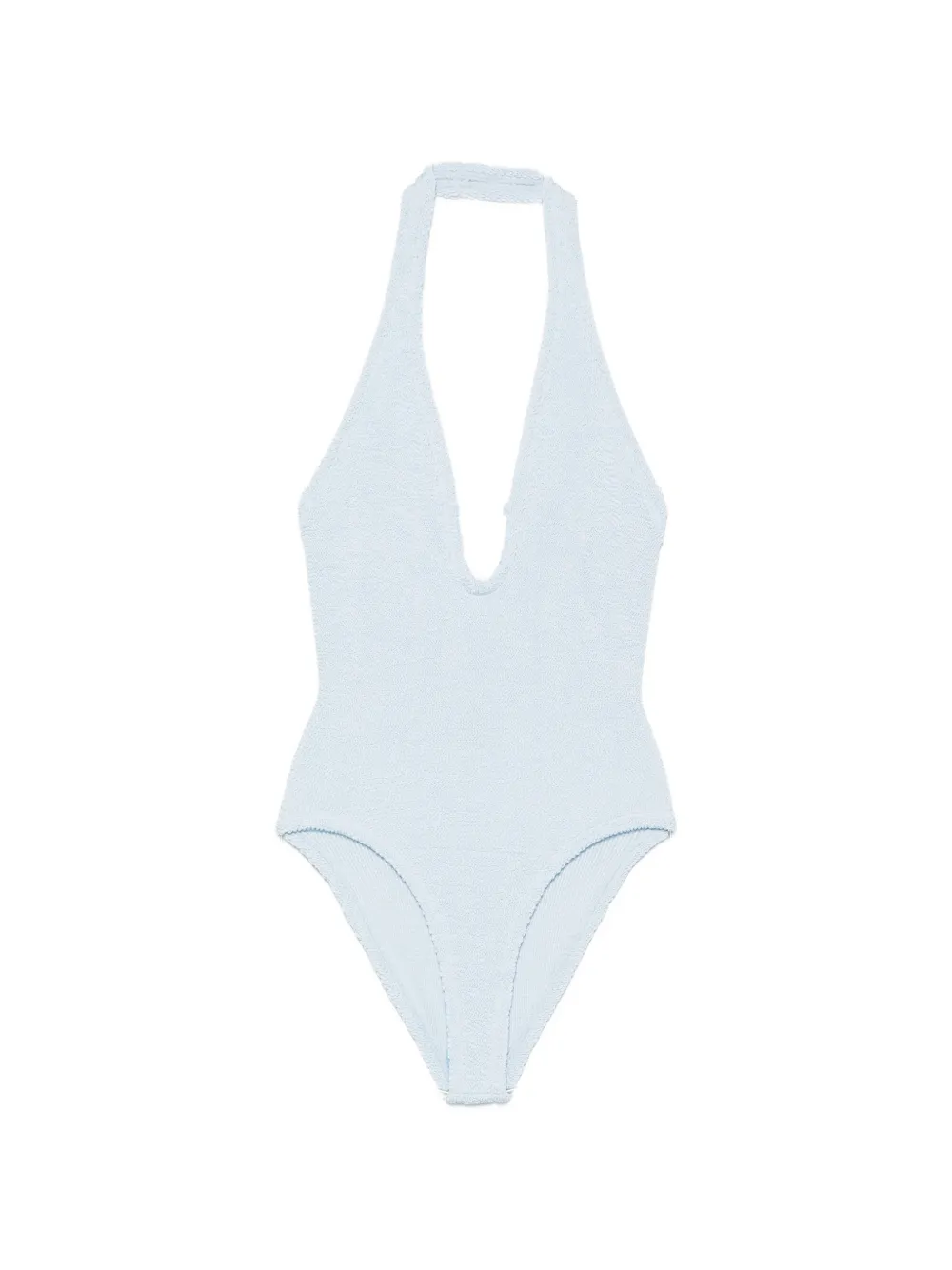 Hunza G Adriana bead-embellished halterneck swimsuit - Blu