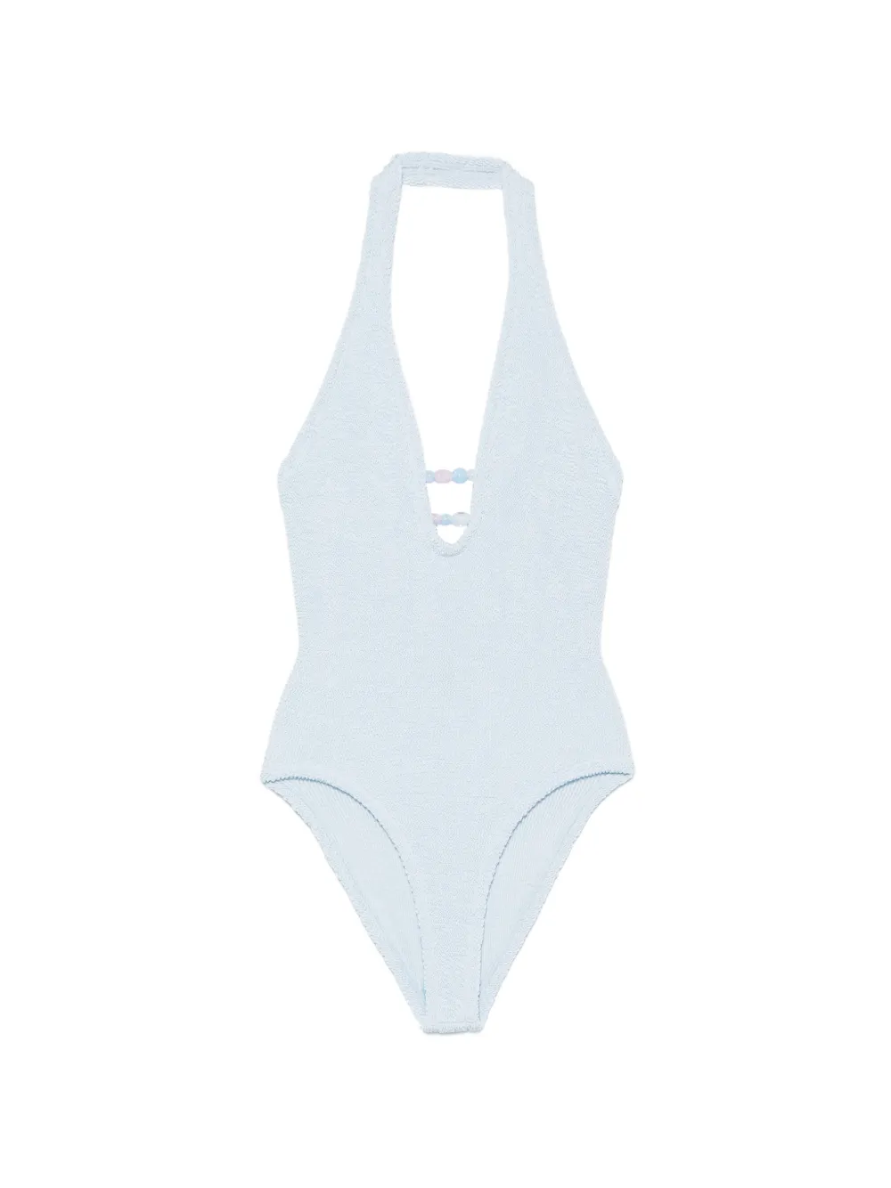 Hunza G Adriana bead-embellished halterneck swimsuit - Blu