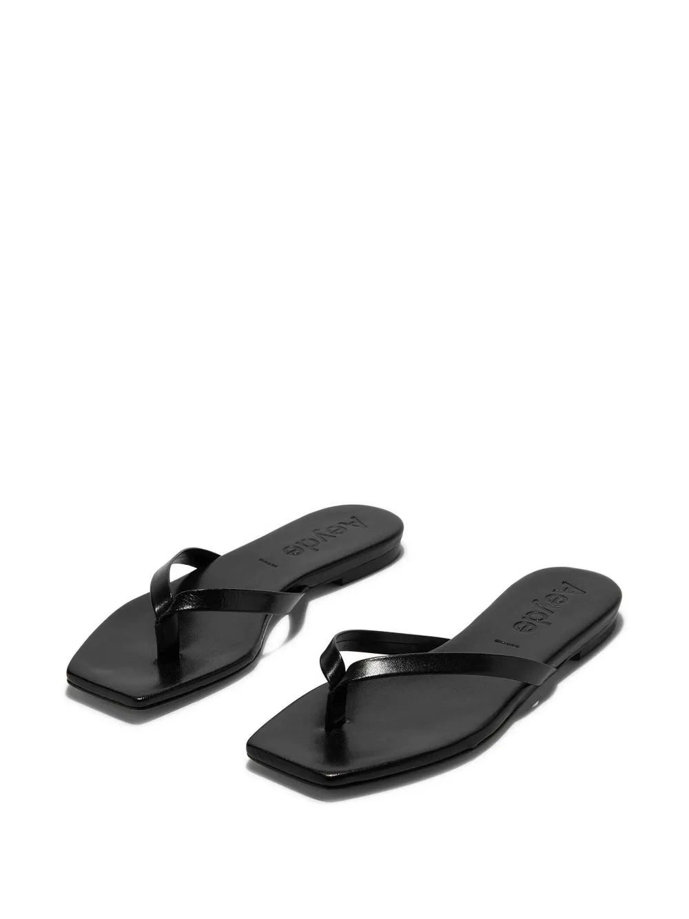 Aeyde Renee leather flat sandals Zwart