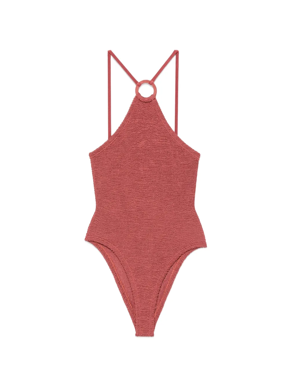 Hunza G Jasmine crinkle-effect swimsuit - Rosso