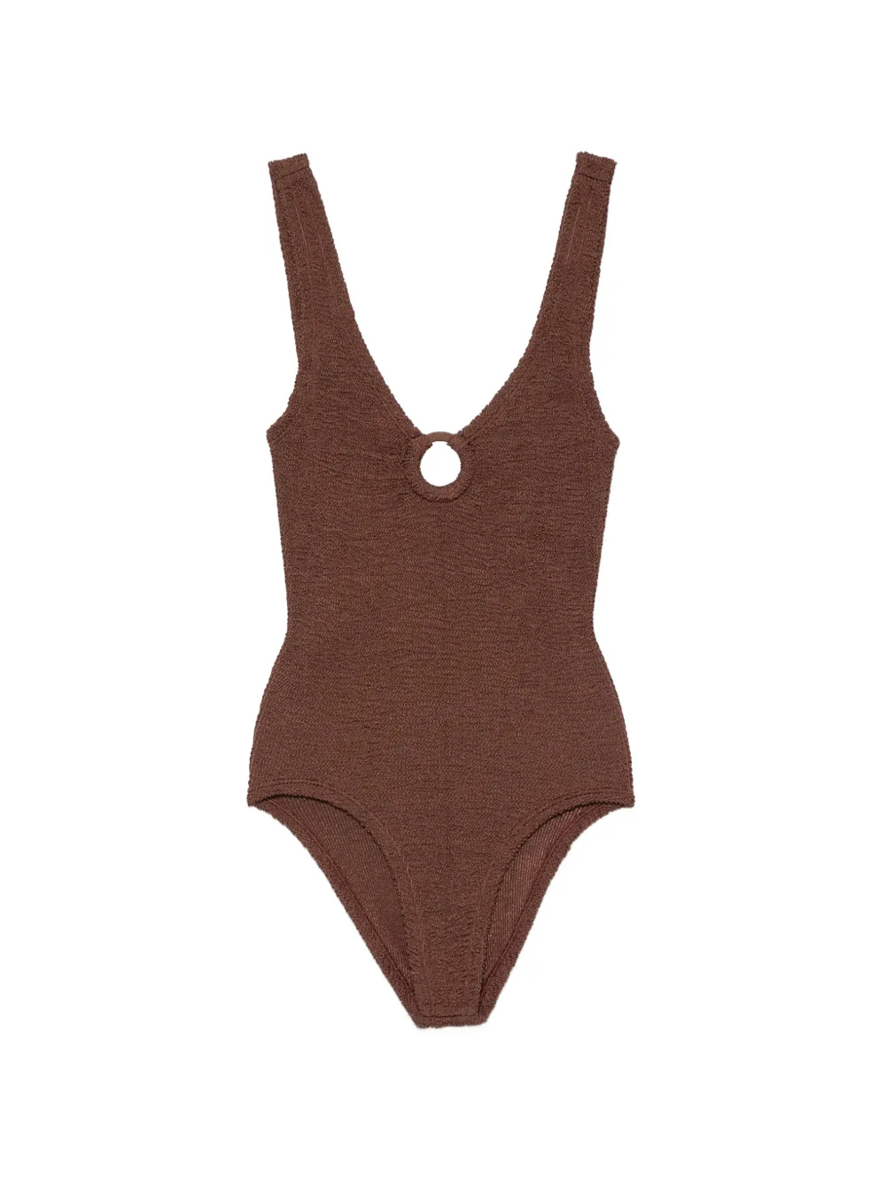 Hunza G Celine ring-detail swimsuit - Brown