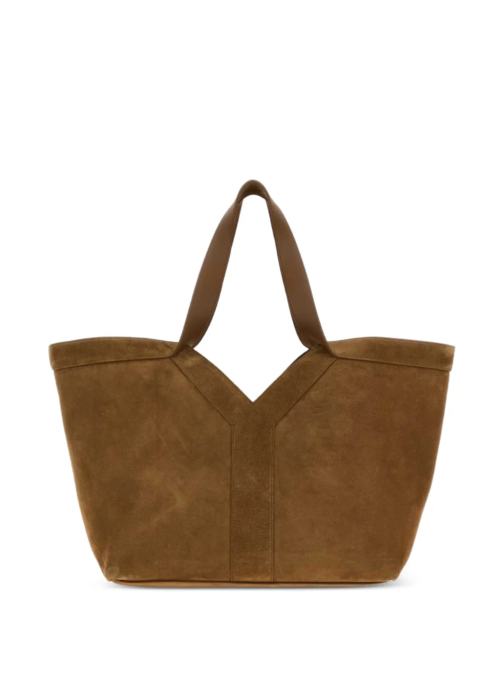 Saint Laurent Y-shaped panelled suede tote bag - Brown
