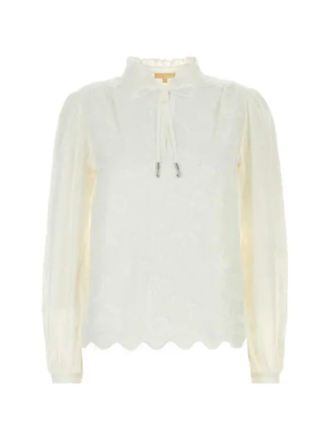 Michael Michael Kors blusa con bordado floral y dobladillo festoneado