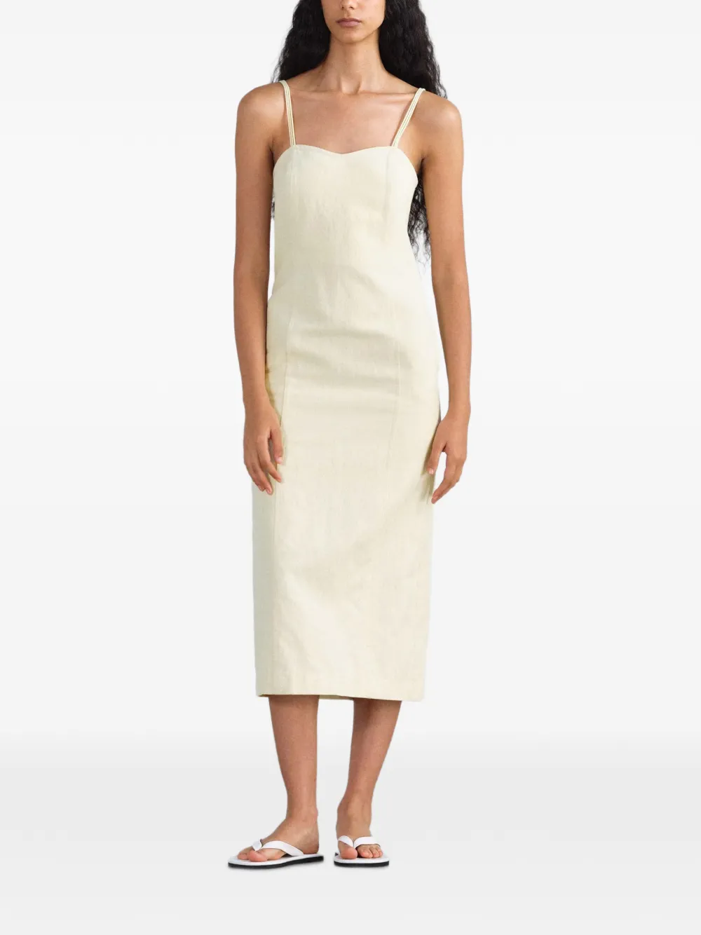 Auralee Geweven jurk Beige
