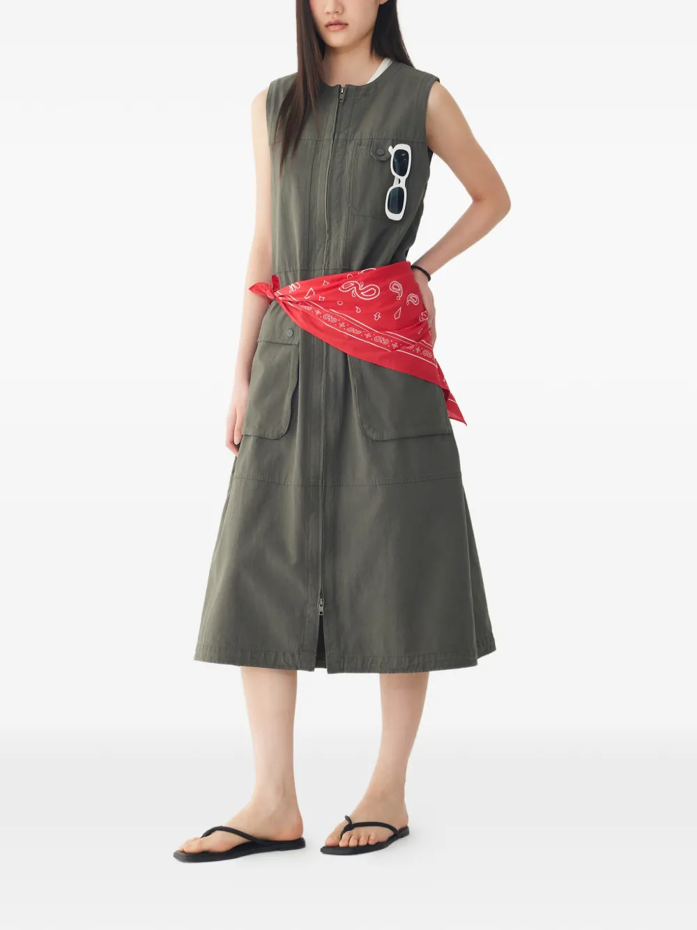 TOMBOY Mouwloze jurk met cargozak Groen