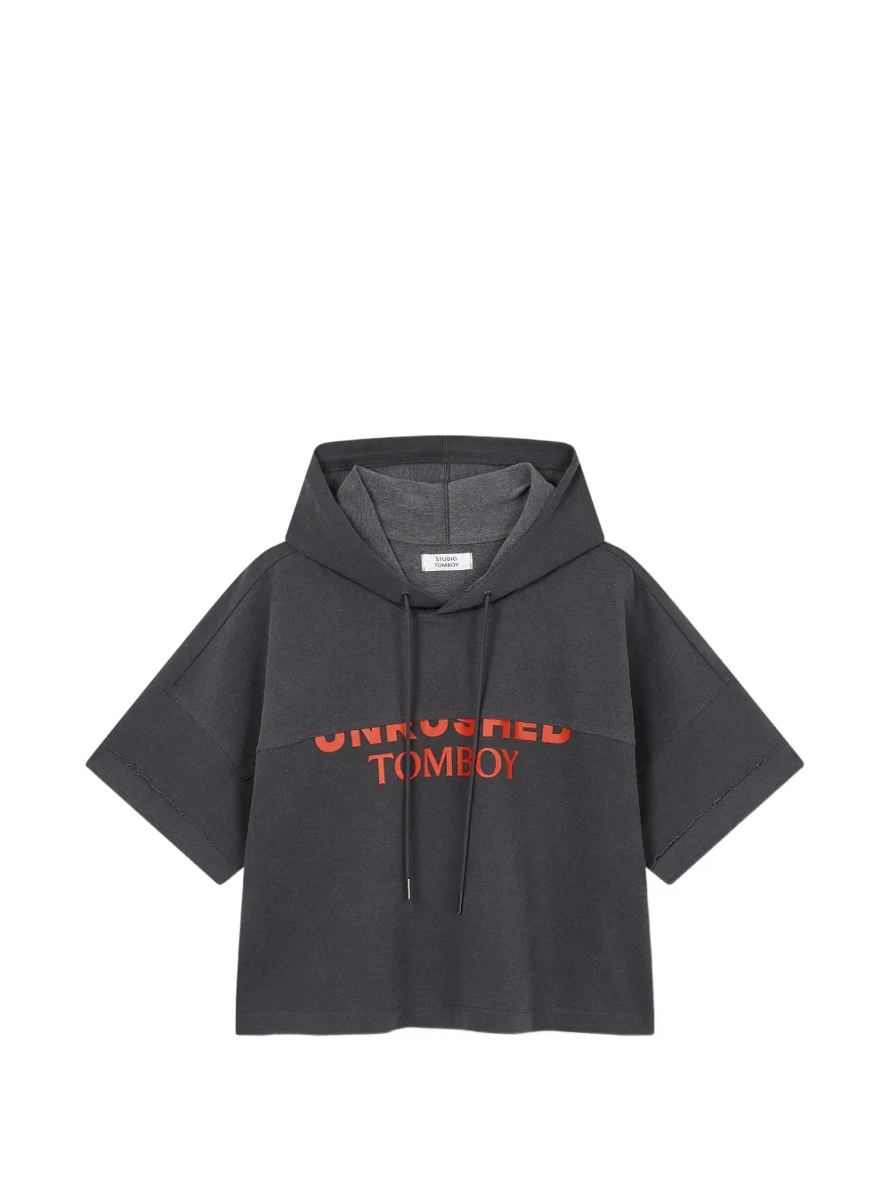 TOMBOY short-sleeved logo-print hoodie - Nero
