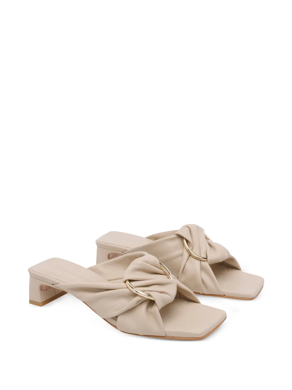 ANGEL ALARCON square-toe ring-detail sandals Beige