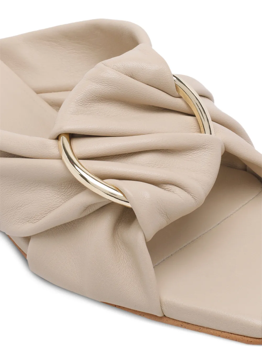 ANGEL ALARCON square-toe ring-detail sandals Beige