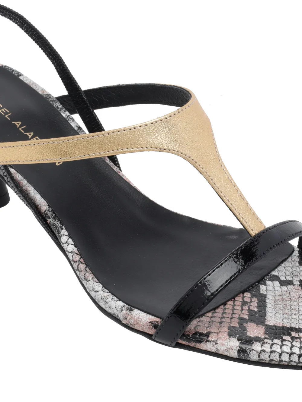 ANGEL ALARCON Slingback sandalen met slangenleer-effect Zwart